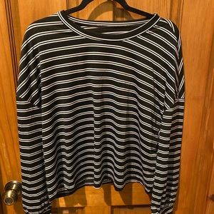Black and White Striped Women's Top